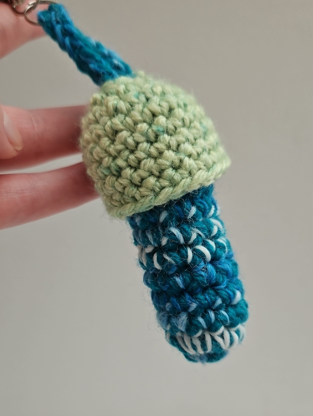 Handmade Mushroom Chapstick Holder Keychain - Green & Blue